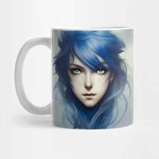 Beaux Animes Art, Anime Girl with blue hair Illustration Design Mug